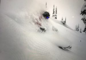 skiier in powder