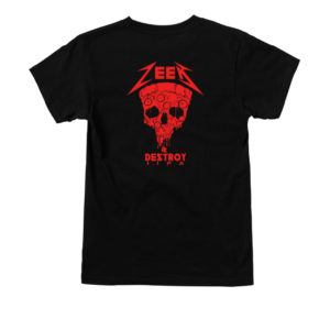 black tee shirt with zeek and destroy logo in red